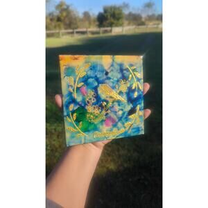 Hand Painted Art Tile Gold Bird Coaster Watercolor Effect Nature Colorado